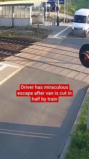 A driver had a miraculous escape after a high-speed train slammed into his van when it got stuck on a level crossing after running a red light. The driver of the van survived the crash and sustained no injuries. Originally published in August 2025. | The Independent