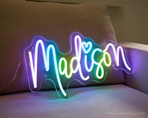 Custom Kids Name Neon Sign, Rainbow LED Wall Light, Custom Name Wall Decor for Playroom & Bedroom, RGB Neon Sign, Color-changing Neon Lights - Etsy