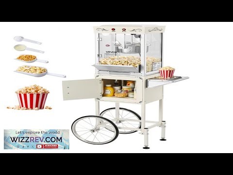 VEVOR Popcorn Machine with Cart 8oz Stainless Steel Kettle 800W Commercial Popcorn