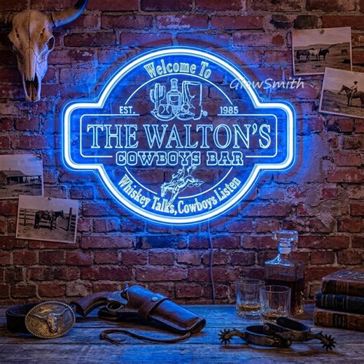Custom Texas Cowboys Neon Sign, Personalized Western Bar LED Light, Cowboy Beer Lover Gift for Him, Man Cave Wall Decor - Etsy