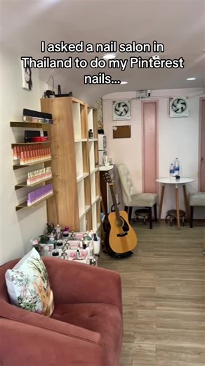 I met Selena Gomez! Would you trust a nail salon in Thailand with your Pinterest nails? #ThailandNails #ChiangMai #PinterestNails #NailInspo #TravelTikTok