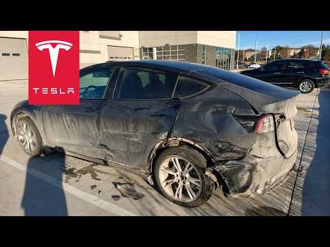 SUV CRASHED INTO PARKED TESLA WITH FAMILY INSIDE!