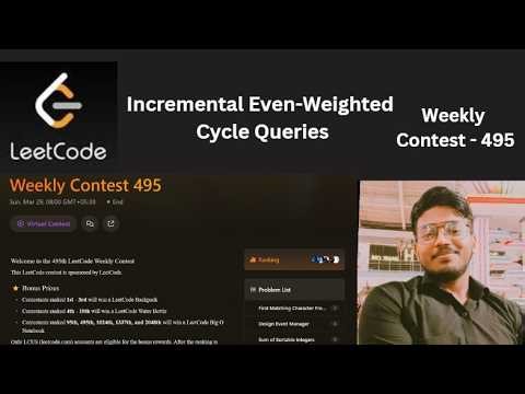 Incremental Even-Weighted Cycle Queries | Weekly Contest - 495 | Leetcode 3887