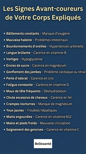 16 signes d'alerte du corps expliqués.