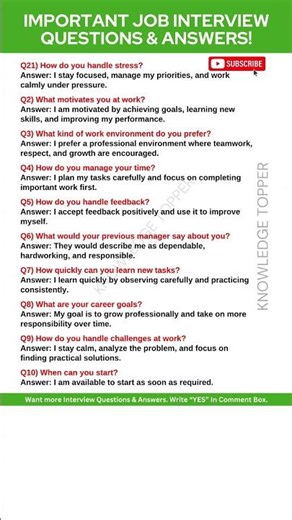 10 Most Important Interview Questions and Answers
