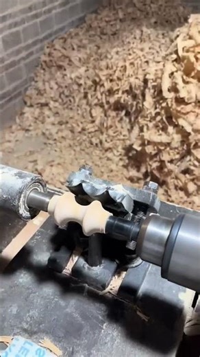 Machining wooden handles process on a woodworking lathe