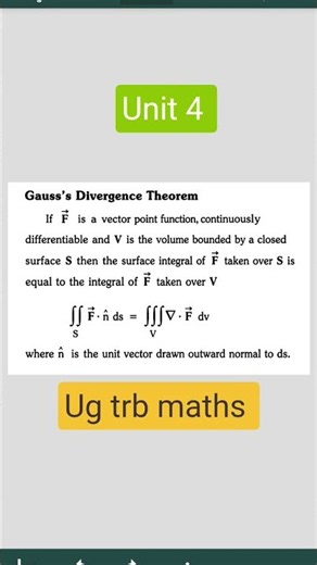 #ug trb maths unit 4 gauss divergence theorem #