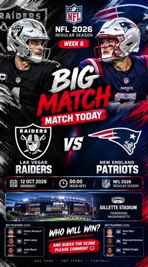 Las Vegas Raiders vs New England Patriots | October 12, 2026