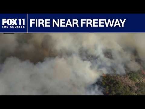 Brush fire sparks along 405 Freeway in Brentwood