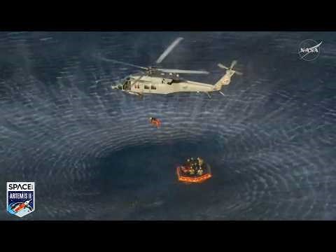 Artemis 2 crew airlifted from Pacific Ocean to recovery ship after splashdown