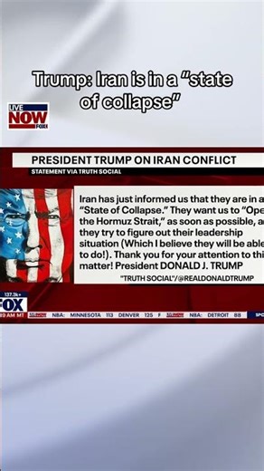 Breaking: Trump says Iran is 'in a state of collapse'