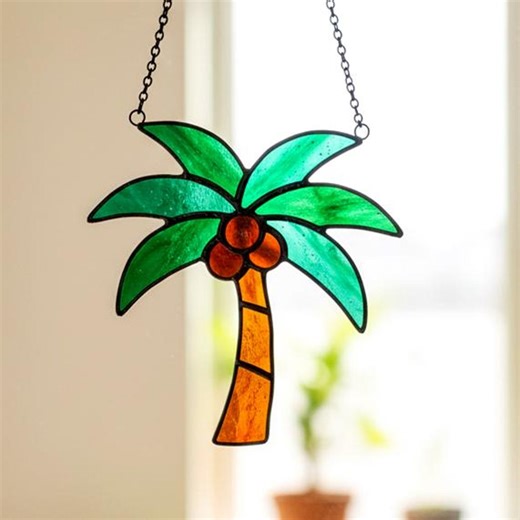 Palm Tree Stained Glass Pattern PDF, Palms Suncatcher Template, Beginner Friendly SVG (digital Download) - Etsy