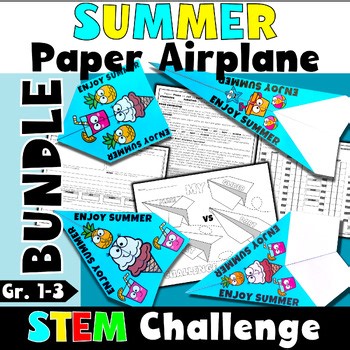 Summer Paper Airplane STEM Activity Challenge BUNDLE | 1st-3rd Grade