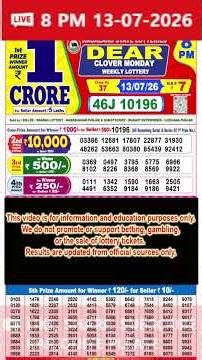 Dear Clover Evening 8 PM Lottery Live Result | Lottery Sambad Live 13/07/26 | Nagaland Lottery Live