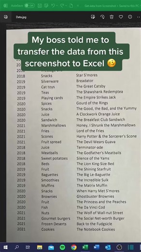 Extracting Data from Screenshots in Excel Easily