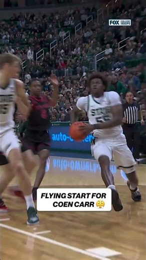 What a flying start for Coen Carr 😤 #cbb #michiganstate #alleyoop