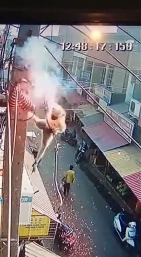 ⚠️ Heart-Stopping Moment: Huge Power Surge on Busy Street | CCTV Footage