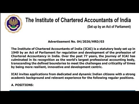 ICAI Recruitment 2026 | Director - Legal Vacancy | Salary ₹54 Lakhs PA | Latest Govt Jobs 2026