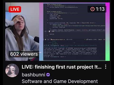 LIVE: finishing first rust project !today