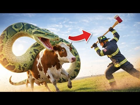 BRAVE HEROES SAVE HYPERACTIVE MOTHER COW FROM GIANT PYTHON'S TERRIFYING ATTACK?