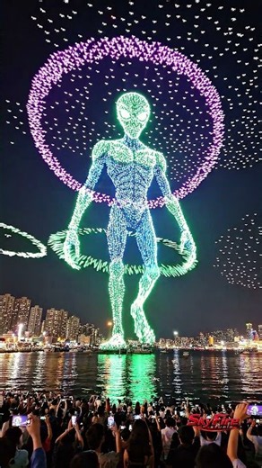 Alien Drone Show 👽✨ Mind Blowing Lights in the Sky SkyFire Studio #Shorts