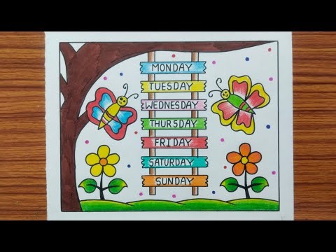 Day Of The Week Chart Ideas / How to Draw Day Of The Week Chart / English Projects On Chart Papers