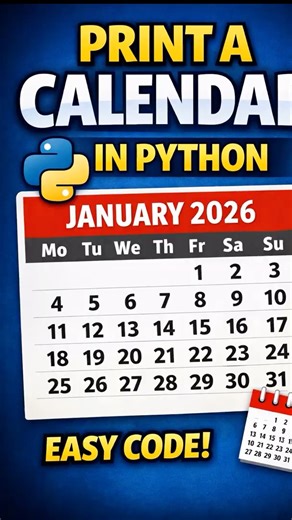 Print Any Month Calendar in Python 🐍📅 | Simple Code #coding #python #learnpython
