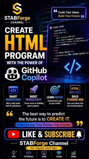 Create an HTML Program with GitHub Copilot | AI Coding Tutorial 🚀 #freecodecamp #codingstyle