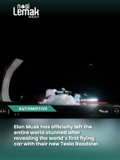 Footage circulating online claims to show Tesla’s upcoming Roadster taking flight. However, there is no confirmed evidence that Tesla has unveiled a fully functional flying car. Read full article on Nasilemakdaily website. Link in bio Source: X for credits or any content-related enquiries, feel free to DM us 😁 #NasiLemakDaily #nldviralvideo #NLDtiktokvideo #elonmusk #teslaroadster2026 #flyingcar