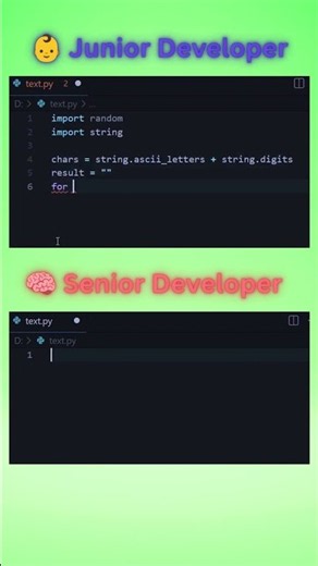 Python Random String Generator in 10 Seconds 🤯 | Junior vs Senior #coding #python #dsa #shorts