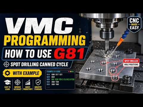 VMC PROGRAMMING - How to Use G81 in VMC Machine | Spot Drilling Canned Cycle with Example