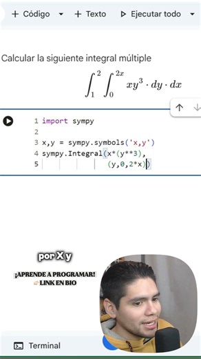 📐🐍 En este video calculamos una integral doble en Python paso a paso