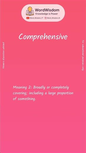 What does "Comprehensive" mean? | English vocabulary shorts | #comprehensive #wordwisdom