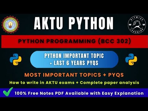 Python Programming last 6 year PYQs and Important Questions | AKTU B.Tech CSE (BCC302)