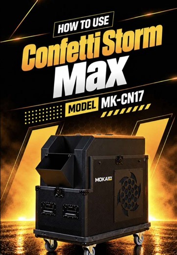 Get familiar with the MK-CN17 Confetti Storm Max in this How to Use video. 🎊 This practical overview covers the essential preparation, loading, output positioning, control options, and operating precautions needed for a more organized show setup. Save it for your next production. #mokasfx #howtouse #tutorial #confetti #stageeffects