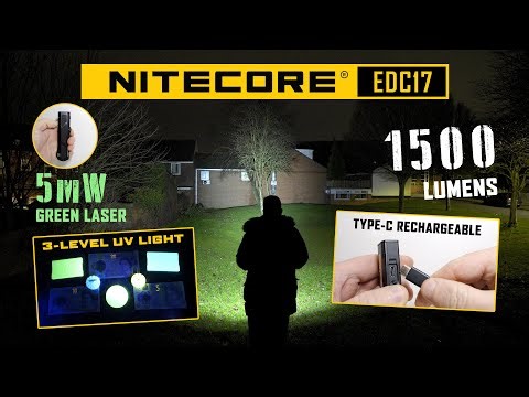NITECORE EDC17 - 1500 lumens - 1350mW UV light - 5mW laser - Type-C