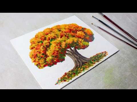 Easy Tree Painting for Beginners | Acrylic Painting Tutorial