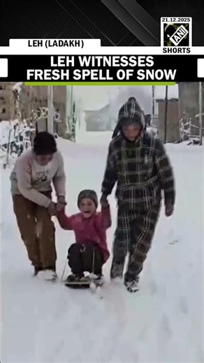 Ladakh: Leh turns into a white wonderland as it witnesses a fresh spell of snow