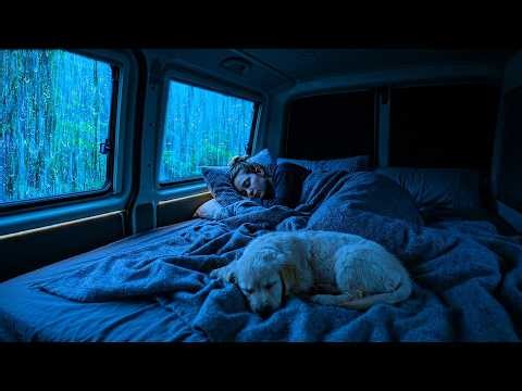 Rain Sounds for Sleeping ⚡ Soft Rain and Gentle Thunder in a Cozy Car for Deep Sleep
