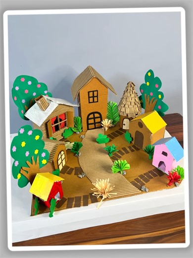 Dream Village House model using cardboard #house #craftideas #creativity | Craft Engineer