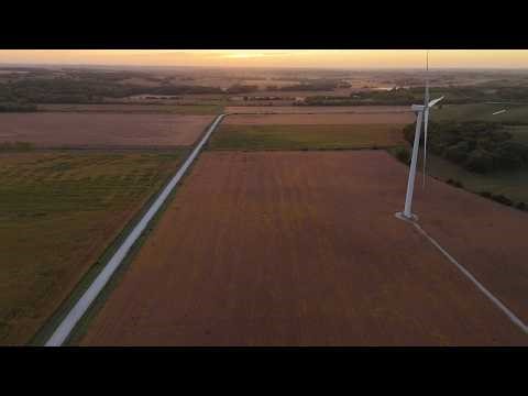Windmill At Dusk In The Countryside Of Iowa County Iowa