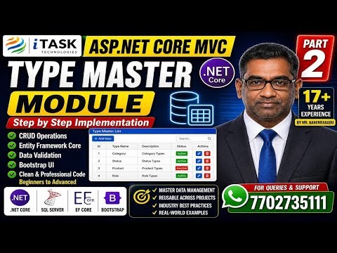 👉 ASP.NET Core MVC Type Master Module (Part 2) | Step-by-Step CRUD + EF Core By Mr.Narendrababu