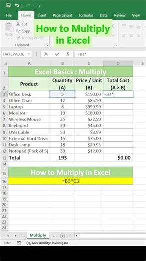 Is this the fastest way to multiply in Excel? 🤔 #excel #tips #shorts