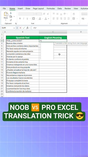 Instantly Translate Languages in Excel Using the Translate Formula | Advanced Excel Trick 🌍⚡