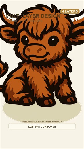 Layered Highland Cow Laser Cut File Idea | SVG DXF