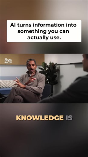 AI turns information into something you can actually use. Chamath on the shift from knowledge to real expertise. Credit: Chamath Palihapitiya and Axios #TechEcho #AI #Chamath #Expertise #Future