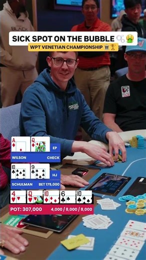 Can He FOLD on the BUBBLE at $5,000 WPT Venetian Championship!? 😱 #poker #casino #pokerhands