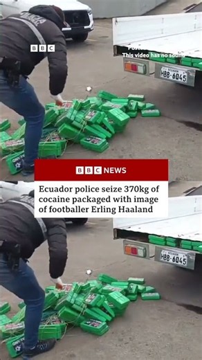 Ecuador police seize 370kg of cocaine packaged with image of footballer Erling Haaland. #BBCNews