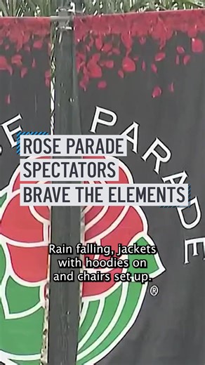 Rain on this parade? Maybe, but spectators aren’t letting that put a damper on their plans. Viewers braved the elements to secure a good spot for the Rose Parade on Thursday. #RoseParade #Pasadena