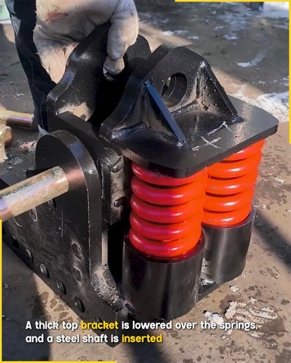 Heavy Duty Spring Assembly Process. #springsystem #machineryassembly #heavyequipment #mechanicaldesign | Fun club